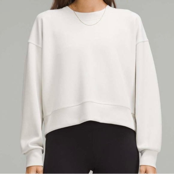 Lululemon Softstreme Perfectly Oversized Cropped Crew, Bone, size 14 - Picture 1 of 6